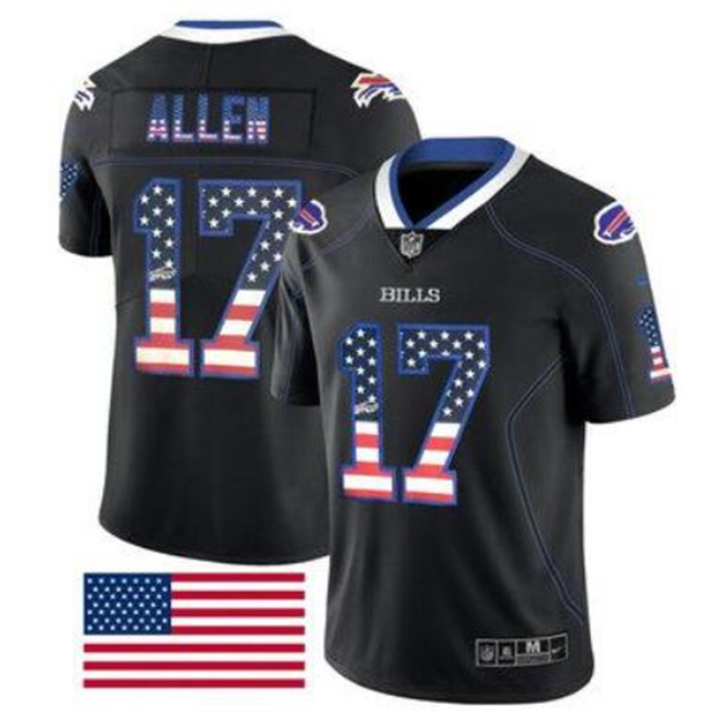 Men's Buffalo Bills ACTIVE PLAYER Custom Black USA Flag Fashion Limited Jersey